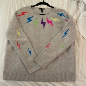 Aqua cashmere lightning bolt neon sweater